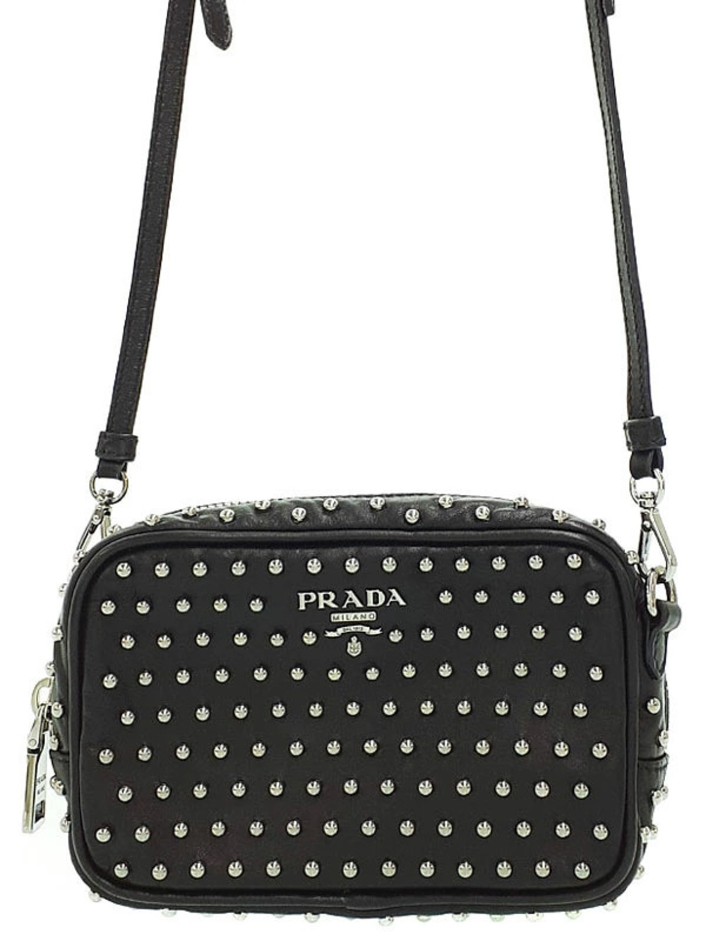 Prada Studded Shoulder Pouch Clutch Bag